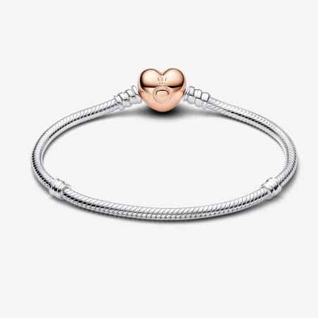 BRACCIALE CON CHIUSURA A CUORE ROSE' DONNA PANDORA 