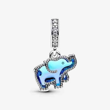 CHARM PENDENTE ELEFANTE VETRO MURANO BLU DONNA PANDORA 