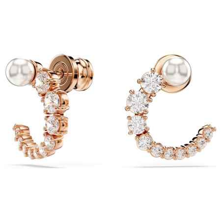 ORECCHINI CERCHIO MATRIX CRYSTAL PEARL ORO ROSA SWAROVSKI 5692264 SWAROVSKI
