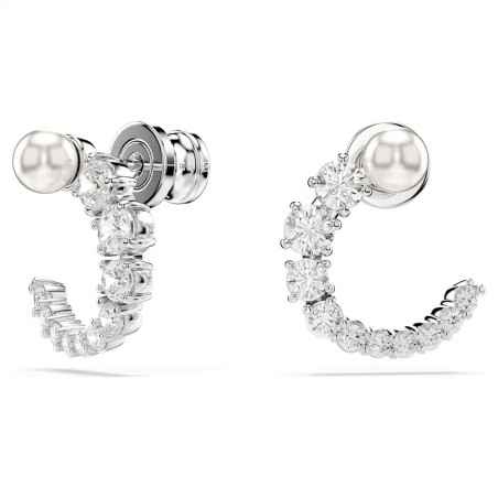 ORECCHINI CERCHIO MATRIX CRYSTAL PEARL RODIO SWAROVSKI 5692260 SWAROVSKI