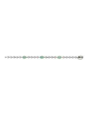 BRACCIALE ARGENTO SMALTO VERDE 18CM UOMO-DONNA GUCCI INTERLOCKING G YBA701609001018 GUCCI