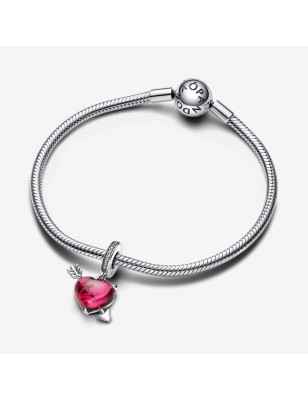 CHARM PENDENTE CUORE CON FRECCIA VETRO MURANO PANDORA