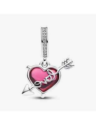 CHARM PENDENTE CUORE CON FRECCIA VETRO MURANO PANDORA 793085C01 PANDORA