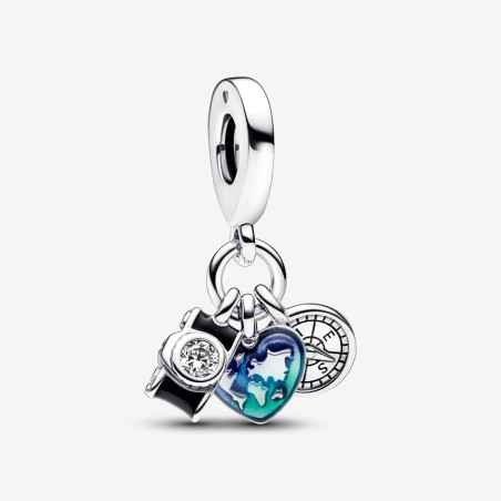 CHARM PENDENTE FOTOCAMERA CUORE E BUSSOLA PANDORA 792703C01 PANDORA