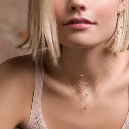 GIROCOLLO ORO 18KT CUORE ROSA MAMAN ET SOPHIE