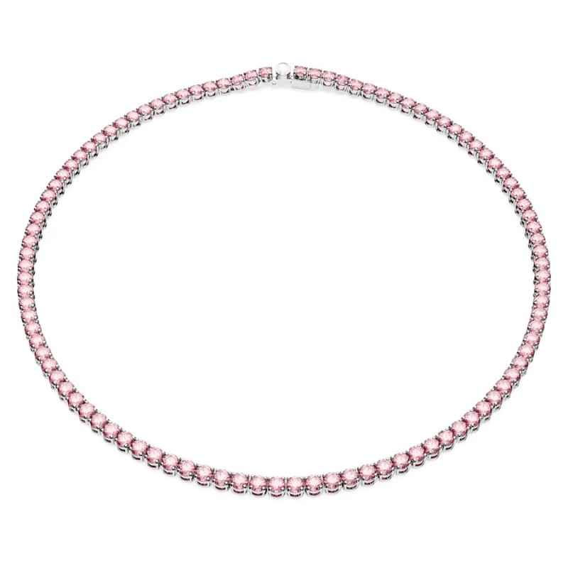 COLLANA TENNIS ROSA PLACCATO RODIO DONNA SWAROVSKI COLLANA TENNIS ROSA PLACCATO RODIO DONNA SWAROVSKI