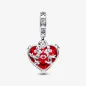 CHARM PENDENTE DISNEY, MICKEY E MINNIE, CUORE VETRO MURANO  PANDORA 