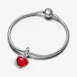 CHARM PENDENTE DISNEY, MICKEY E MINNIE, CUORE VETRO MURANO  PANDORA 